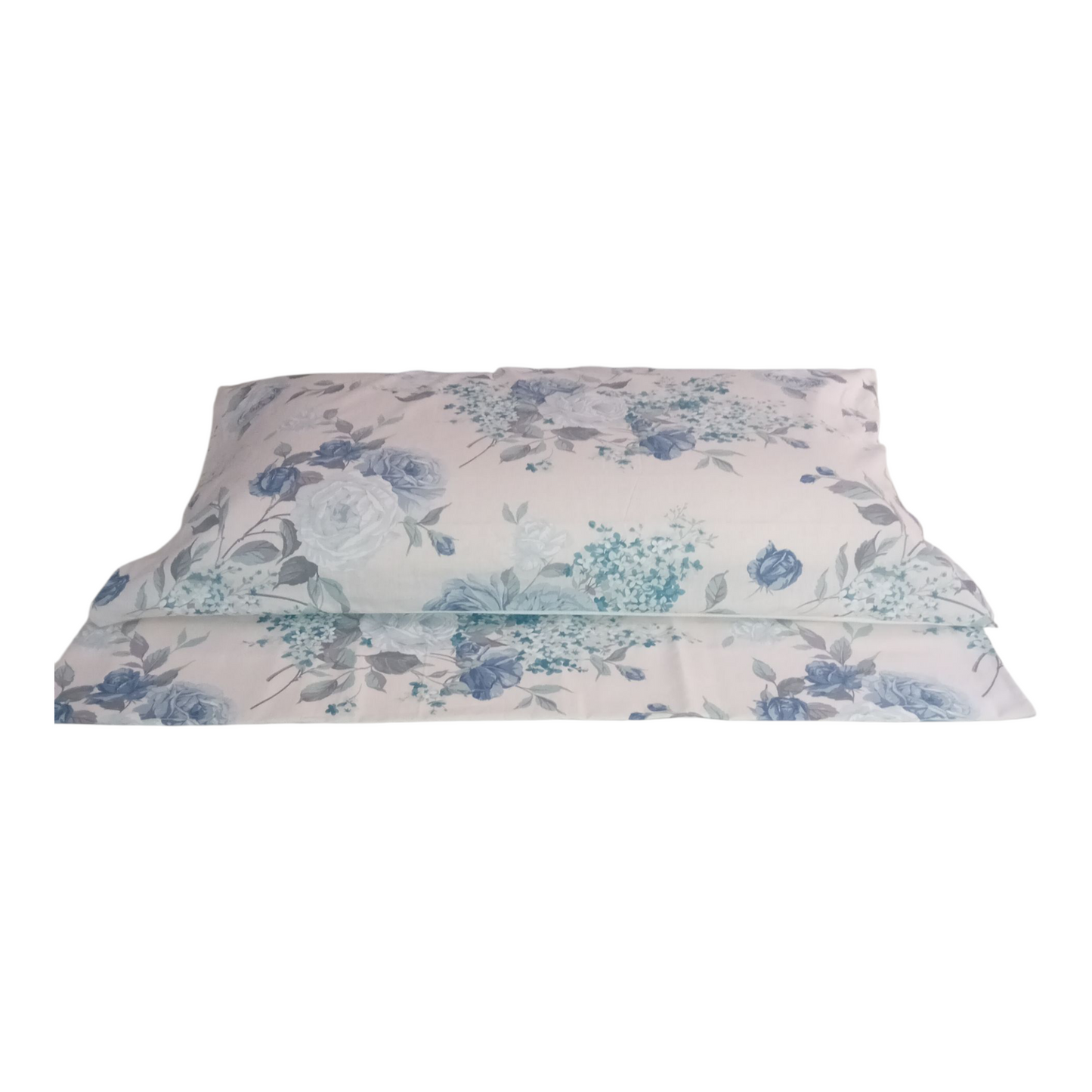 Completo letto Liberty in puro cotone con disegno a rose Azzurro carta da zucchero