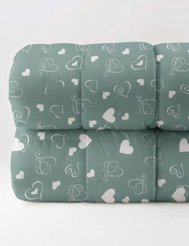 Trapunta Swift Matrimoniale in Cotone Stampa Cuori Stilizzati