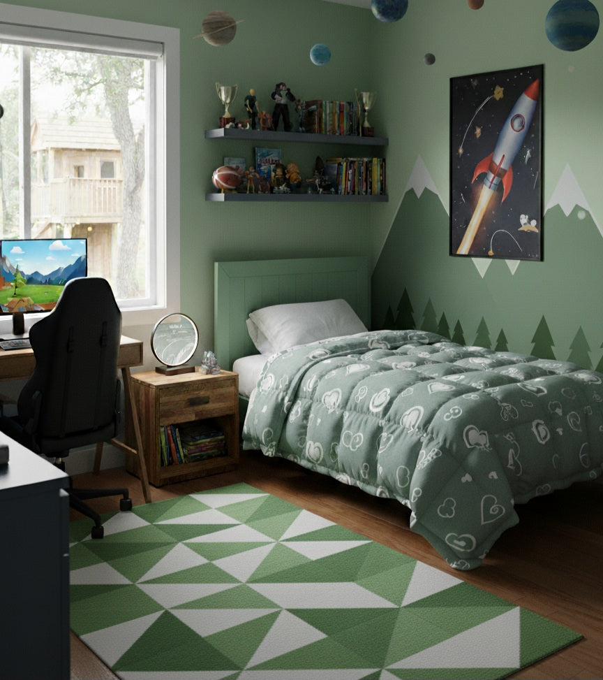 Trapunta Swift Matrimoniale in Cotone Stampa Cuori Stilizzati