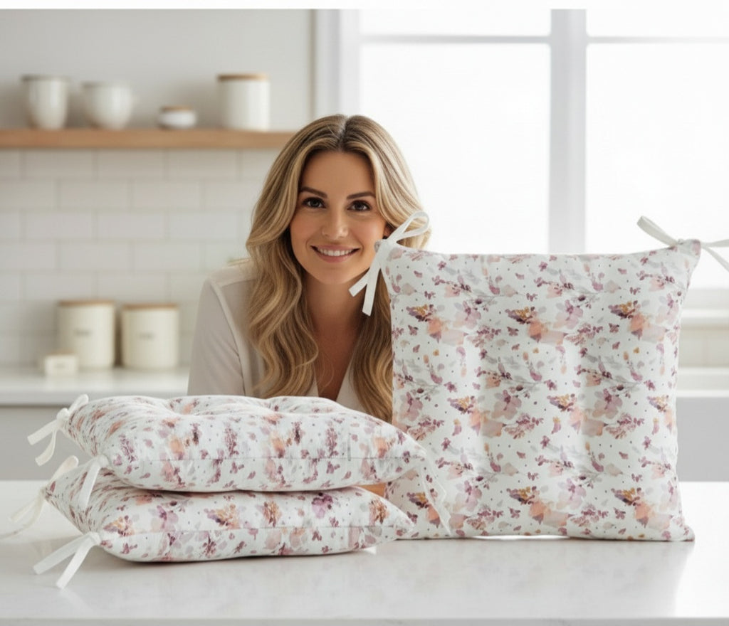 Alba Line Chair Cushion 40x40 Floral Pattern - Panama Cotton