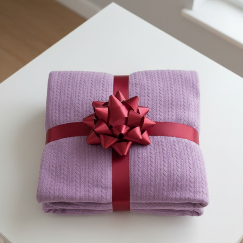 Plaid a Trecce in Maglia 150x200 cm - Coperta Artigianale Italiana