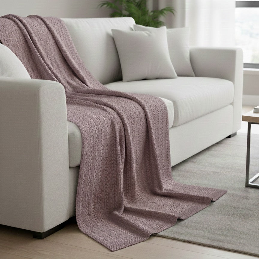 Plaid a Trecce in Maglia 150x200 cm - Coperta Artigianale Italiana