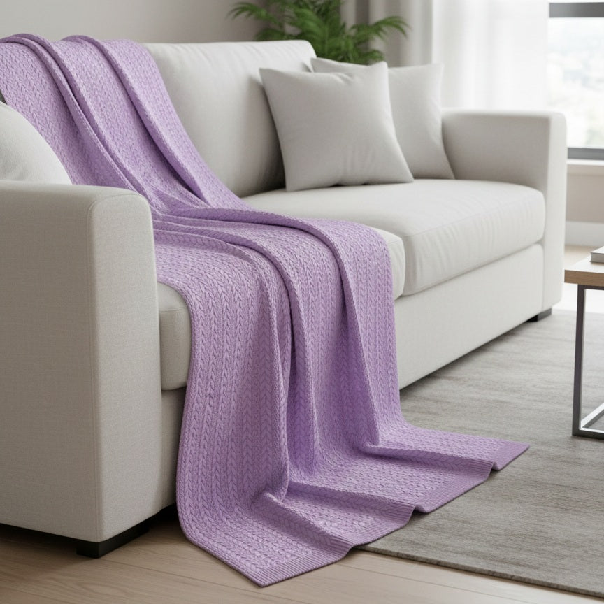 Plaid a Trecce in Maglia 150x200 cm - Coperta Artigianale Italiana