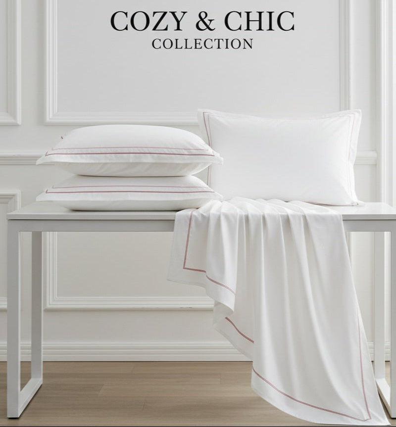 Completo letto Luxury in puro cotone con burdon mano-macchina