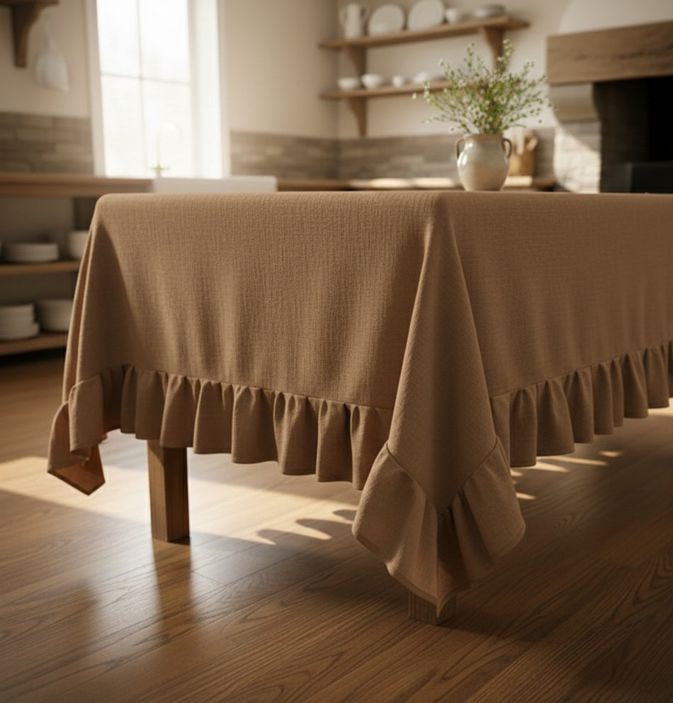 Tovaglia Lagos Artigianale in Cotone 100% con Rouches - 150x180 / 150x250 cm