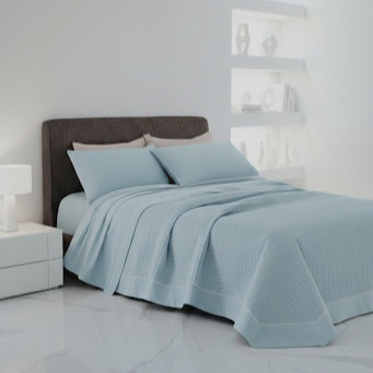 Trapuntino Matrimoniale LAGOM - Percalle Puro Cotone con Piping Artigianale