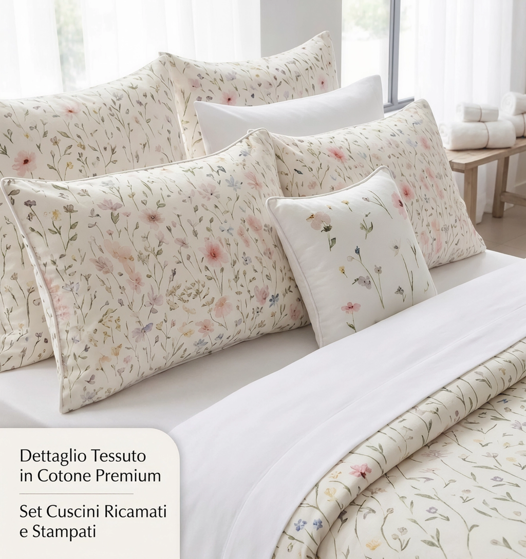 Completo Letto Camilla – Cotone Pettinato Fantasia Floreale
