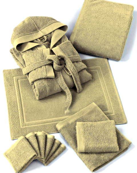 Combo Bagno Thea – Accappatoio + Set Spugna 11 pezzi in cotone idrofilo 550 g/m²