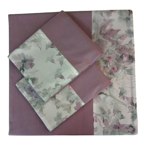 Clori Cotton Percale Bed Sheet Set with Floral Frill Made in Italy