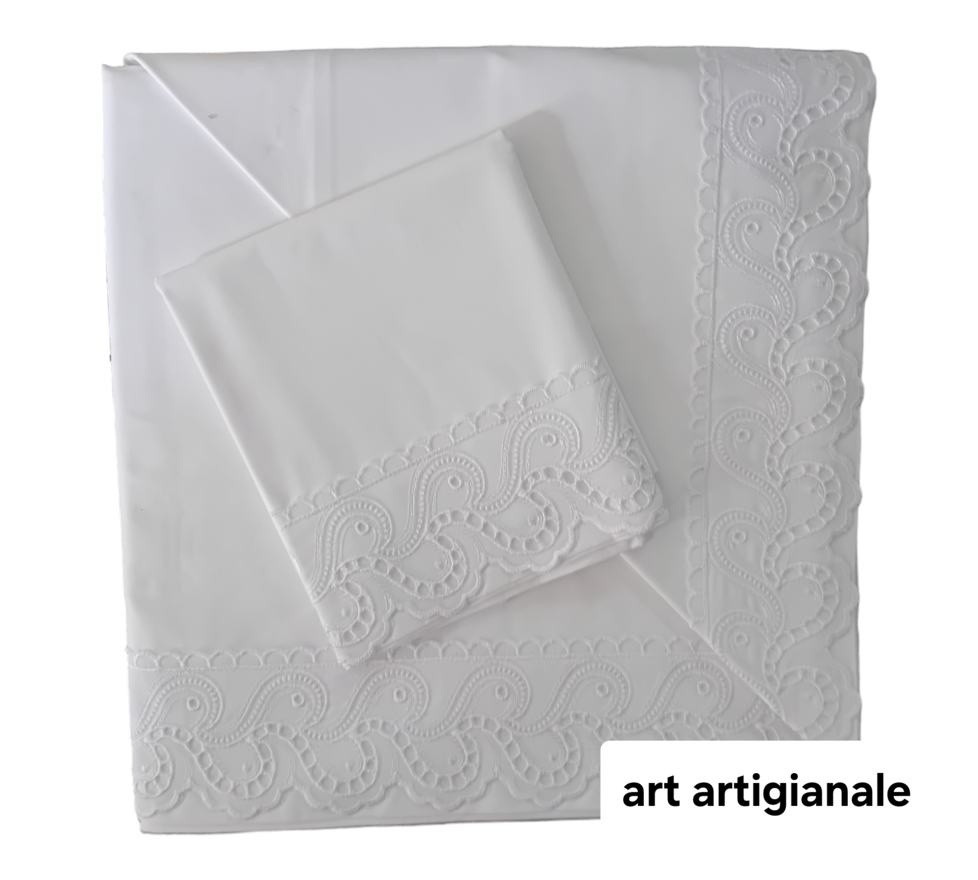 Completo Letto Matrimoniale Linea Roma con Pizzo San Gallo | Made in Italy