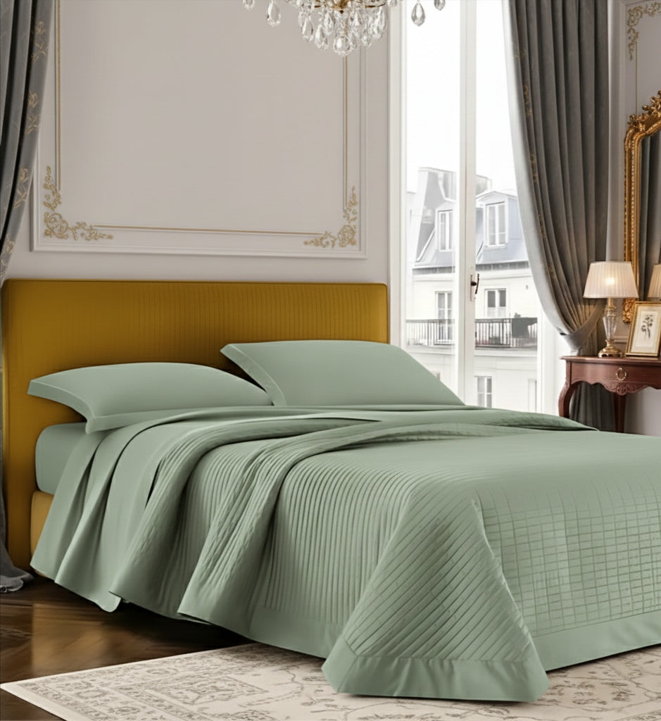 Trapuntino Matrimoniale LINEA AREA - Raso in Cotone Artigianale Made in Italy