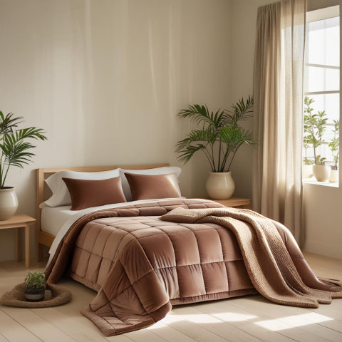 Trapunta Glenda in velluto di cotone trapuntatura a cassettoni