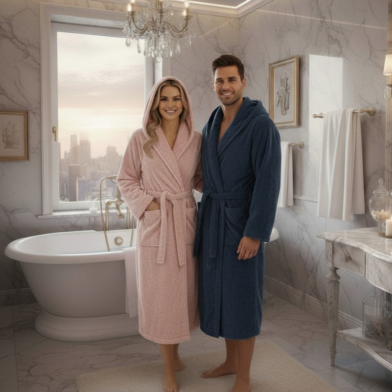 Accappatoio Spugna Cotone 500g Cappuccio Made in Italy Koet Uomo Donna Hotel Spa