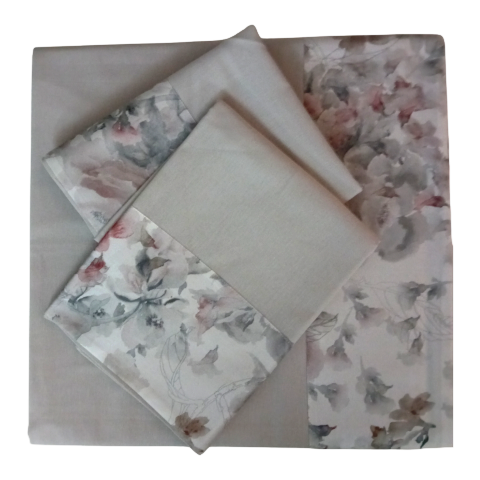 Completo Letto Clori in Percalle di cotone Balza a Fiori | Made in Italy
