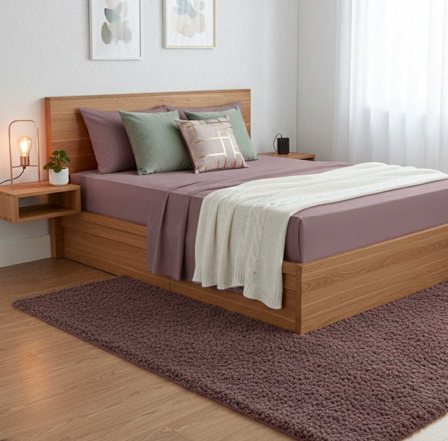 Completo Letto Tinta Unita Cotone Percalle 200 Fili linea ARIA- Matrimoniale.