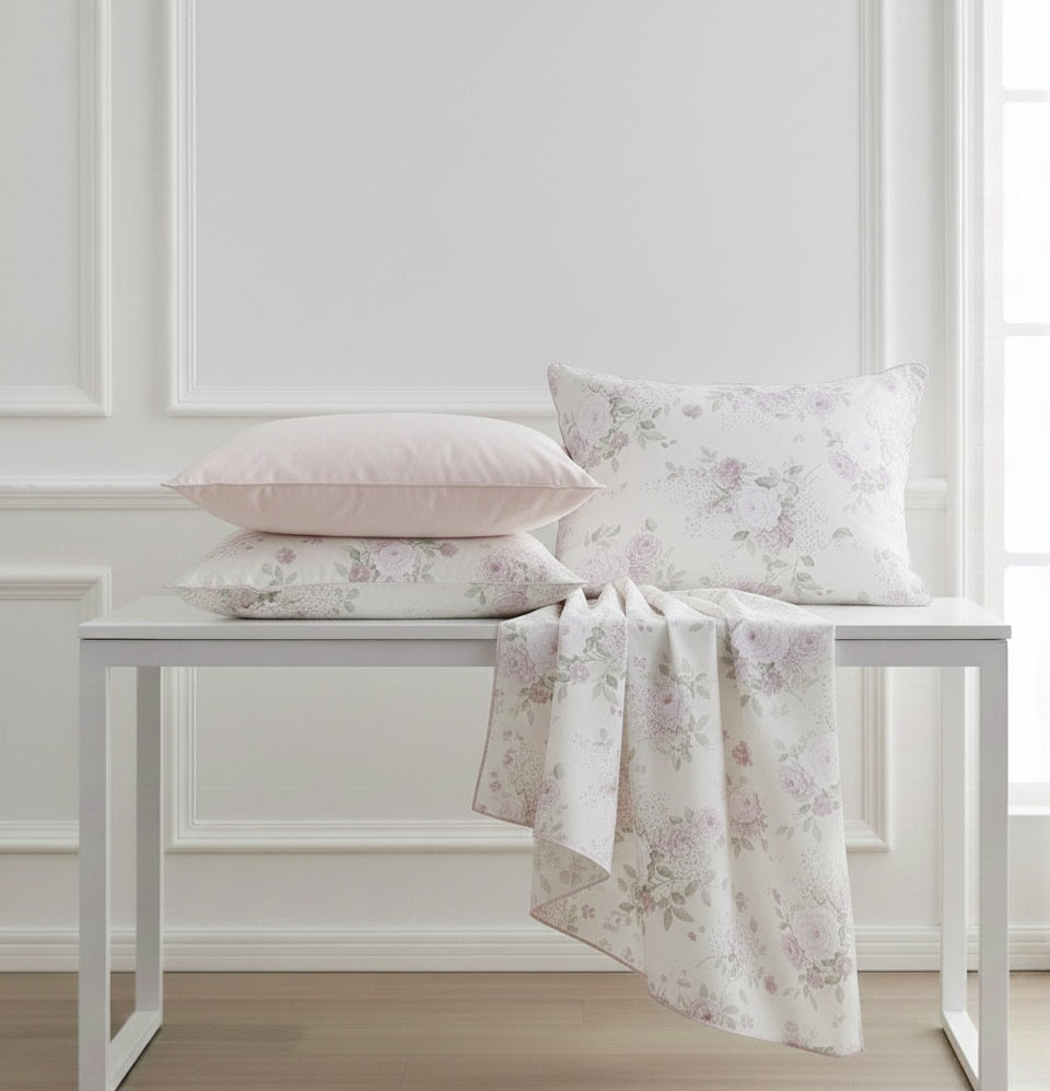 Completo Letto Matrimoniale Fantasia Cotone - Federe Volants LIBERTY