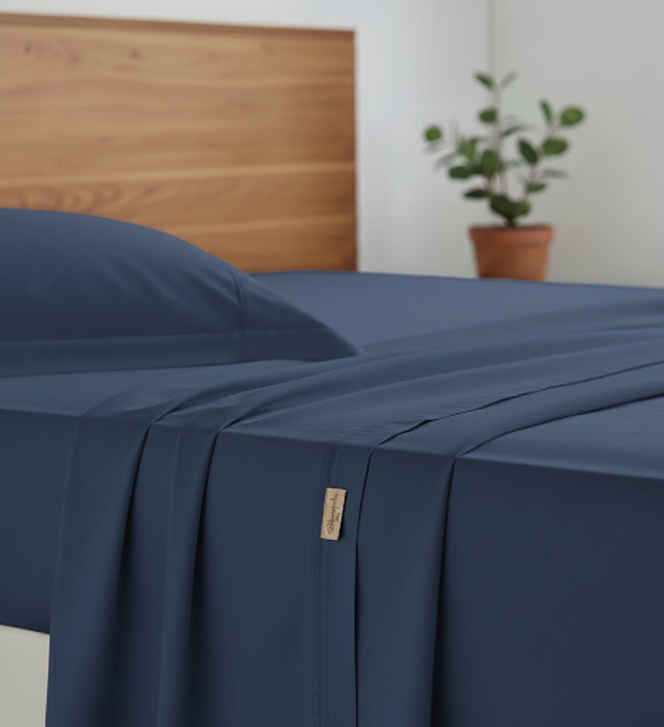 completo letto matrimoniale in percalle inea aria blue