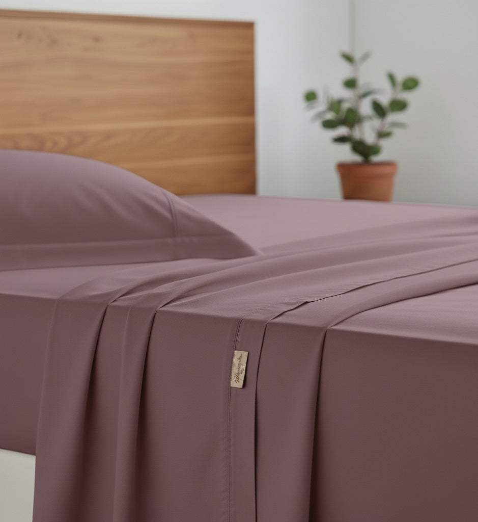 completo letto matrimoniale in percalle inea aria malva