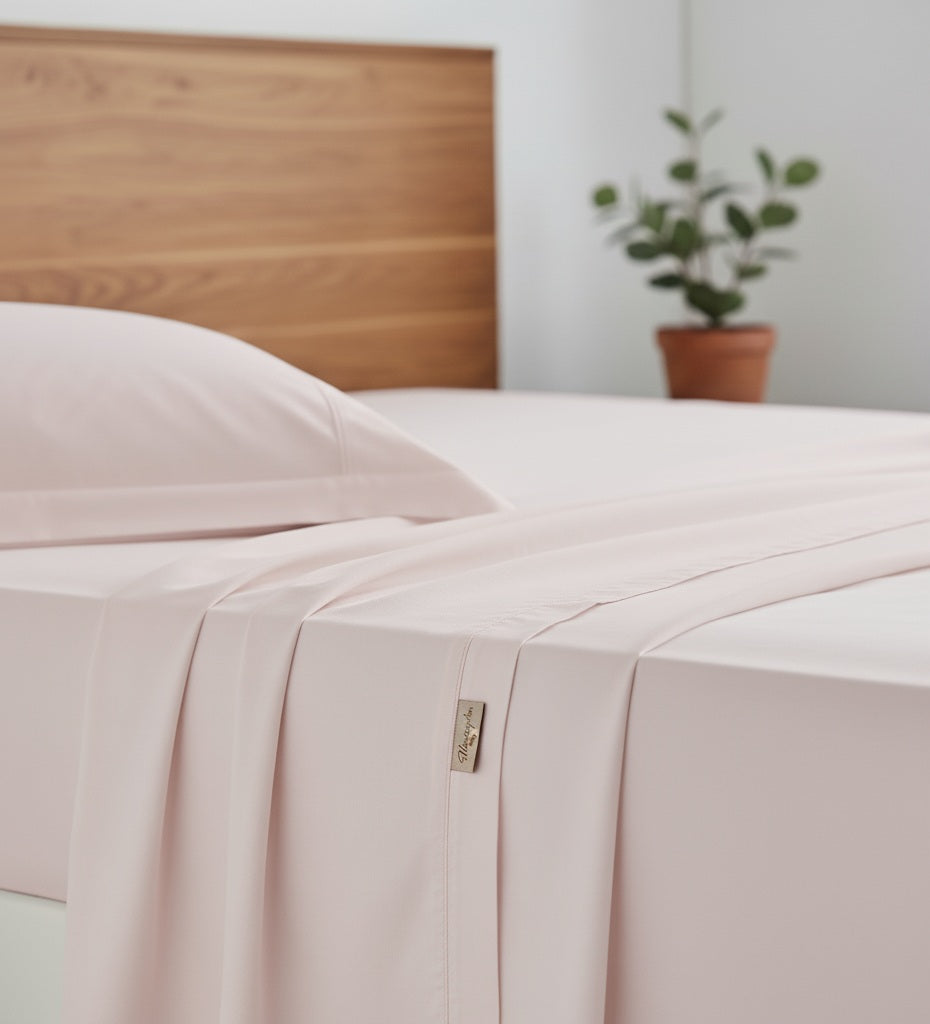 completo letto matrimoniale in percalle inea aria rosa perla