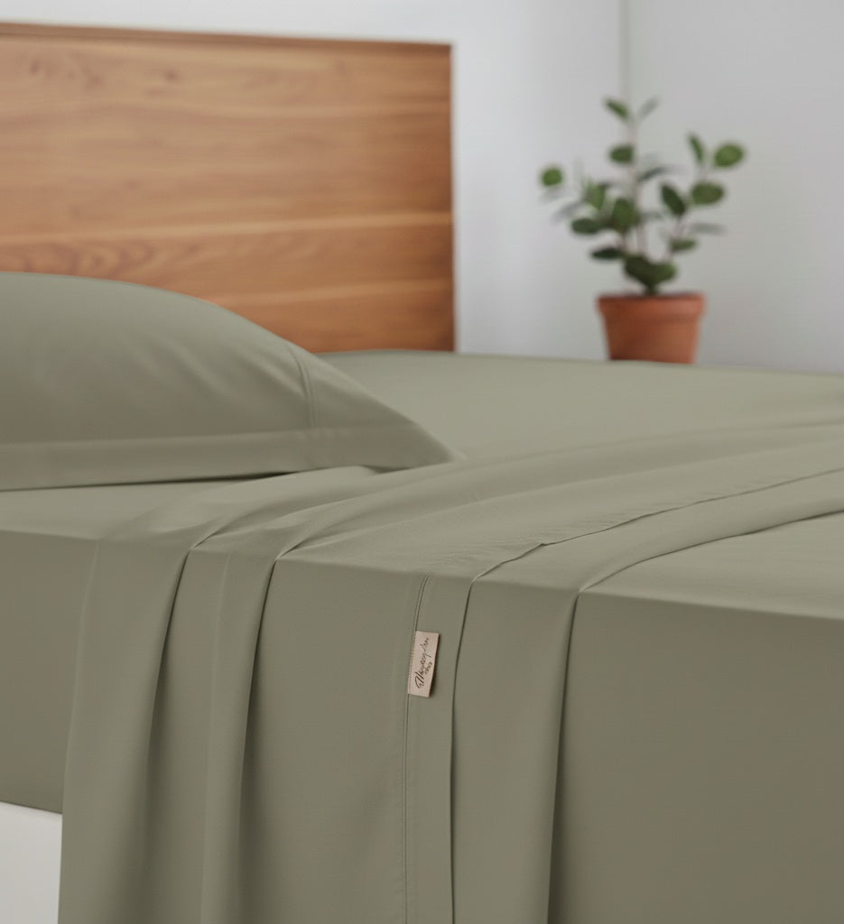 completo letto matrimoniale in percalle inea aria verde salvia