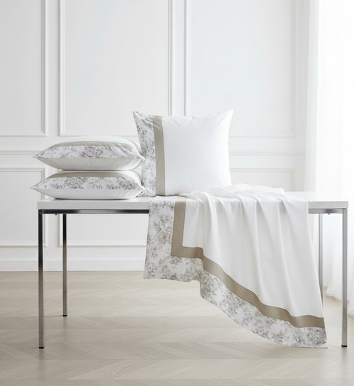 Pisa Cotton Percale Double Ruffle Bed Sheet Set – Pink and Sand