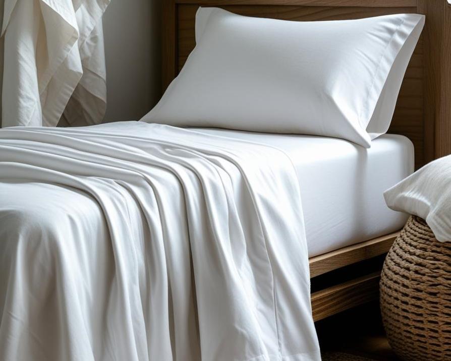 completo letto in percalle di cotone singolo bianco