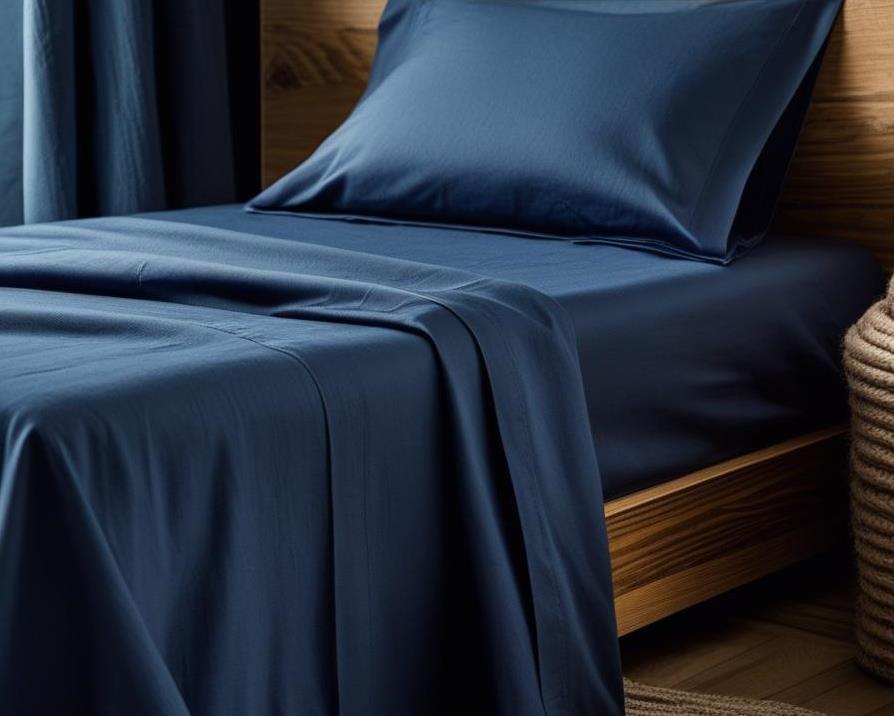 completo letto in percalle di cotone singolo blu