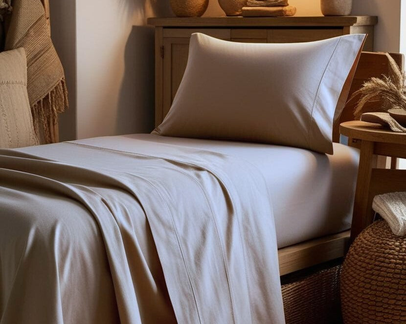 completo letto in percalle di cotone singolo grigio