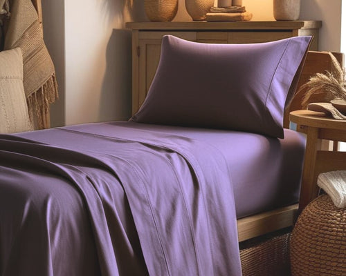 completo letto in percalle di cotone singolo malva 