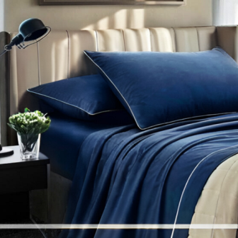 Completo letto tinta unita lagom in colore blu