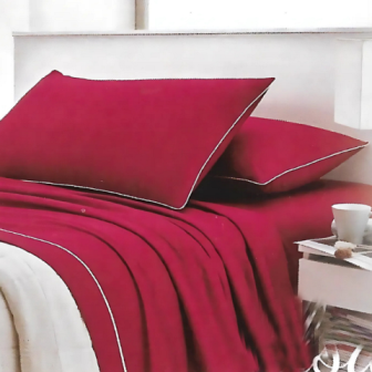 Completo letto tinta unita lagom in colore rosso