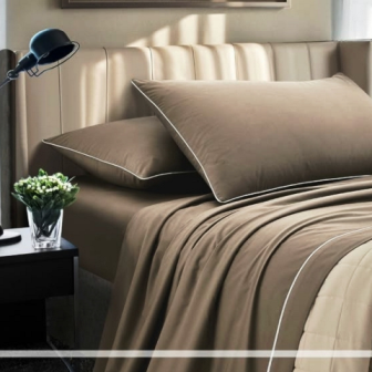 Completo letto tinta unita lagom in colore tortora 