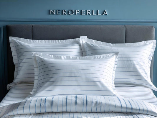 Completo letto Stripes in cotone percalle - Cotone naturale Made in Italy