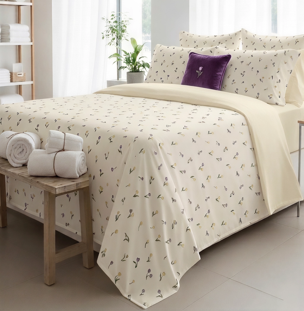 completo letto tulipano puro cotone 