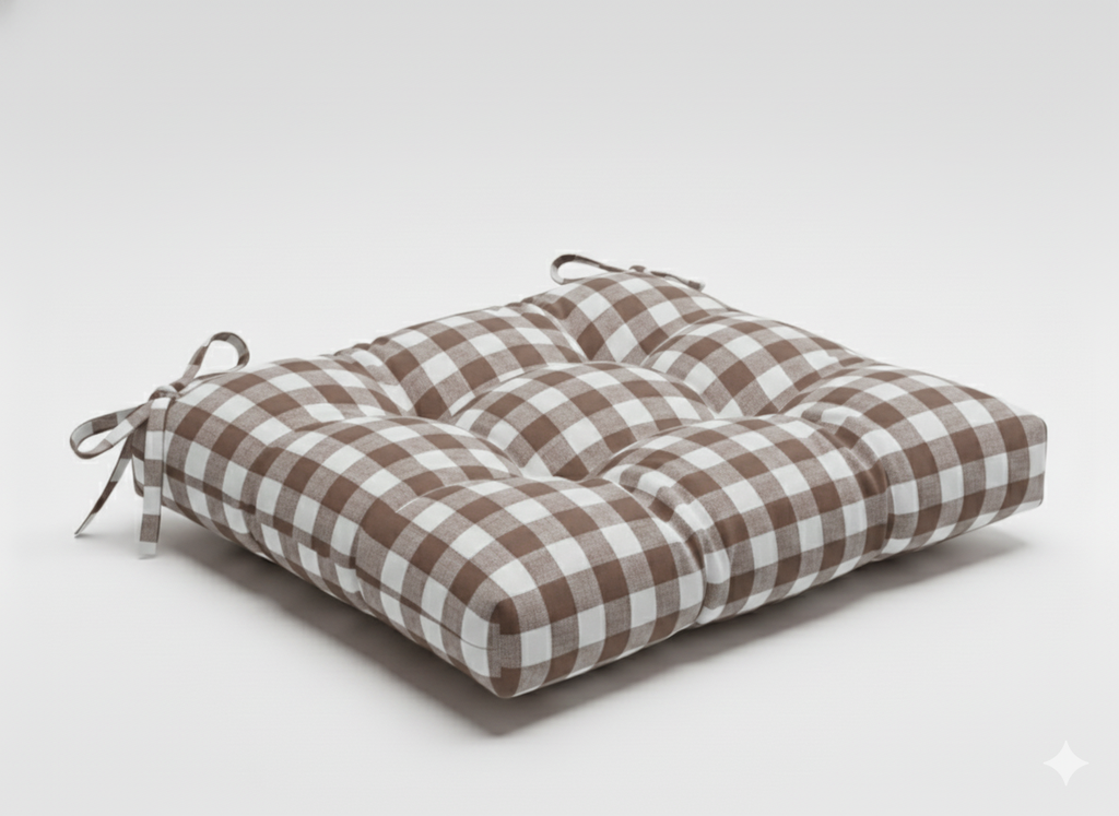 Cuscino Sedia Campagnola in Cotone a Quadri Piccoli - Imbottito Made in Italy