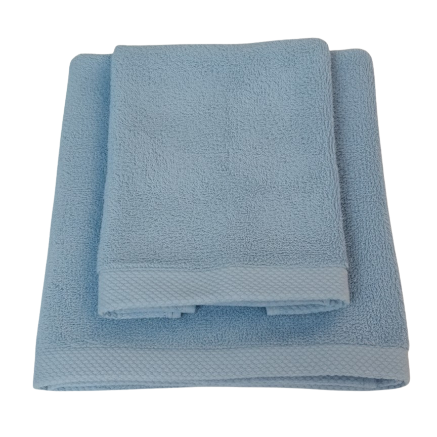 AREA - Set Spugna Asciugamano + Ospite Tinta Unita 100% Cotone