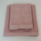 AREA - Set Spugna Asciugamano + Ospite Tinta Unita 100% Cotone