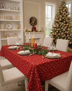 Tovaglia natalizia rossa con stelle dorate cotone e lurex