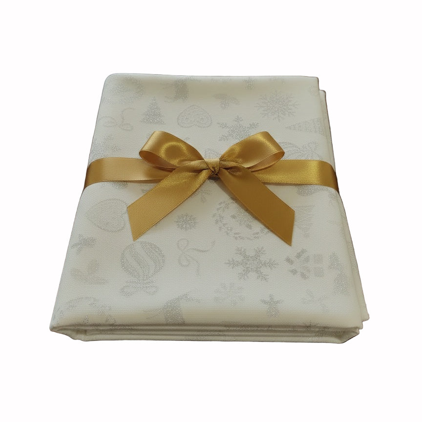 Tovaglia Ramis NeroPerla confezione regalo con fiocco dorato cotone e lurex