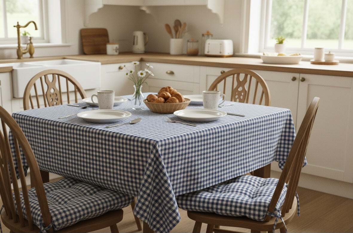 Tovaglia Campagnola Quadri Piccoli 100% Cotone Tinto Filo – 4 Colori | Standard e Su Misura