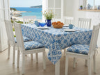 Tovaglia tavola in blue linea mediterraneo 100% cotone drill