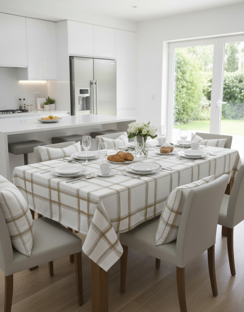 Tovaglia tavola zaffiro in 100% cotone jacquard artigianale colore bronzo 