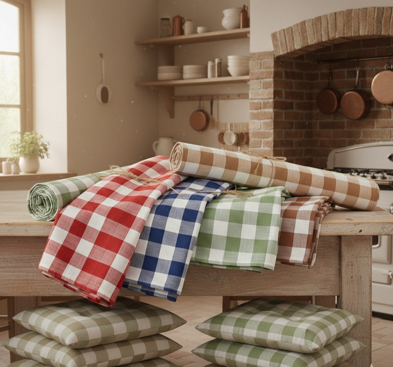 tovaglia tavola in cotone tinto filo campagnola made in italy 